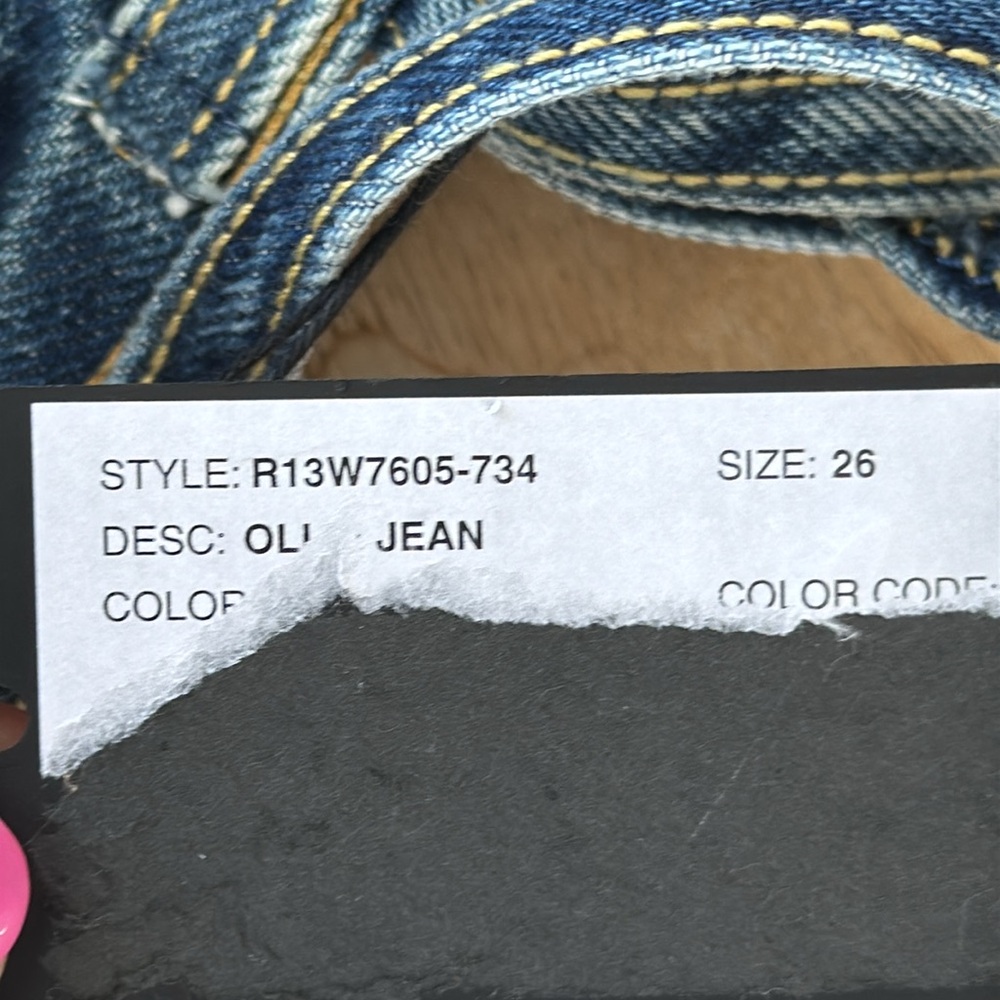 NWT R13 Ollie Straight Leg Jeans Size 26 - Picture 14 of 14